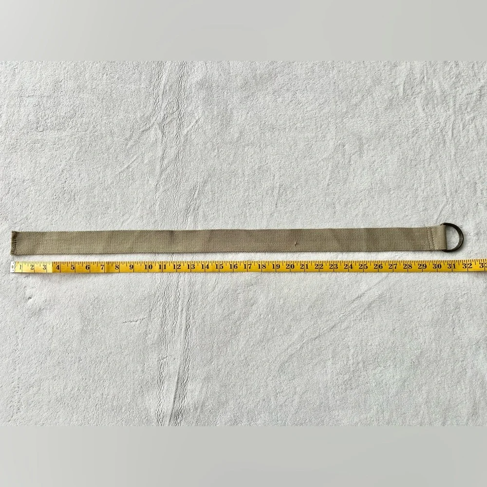 Beige Canvas Belt with D-Ring